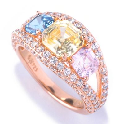 128-507 - Dare to Rare&trade; by Lucy Gold Embraced&trade; 4.30 DEW Colored Simulated Diamond Three-Stone Ring