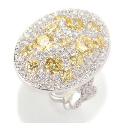128-508 - Dare to Rare&trade; by Lucy Platinum Embraced&trade; 4.67 DEW Canary & White Simulated Diamond Ring