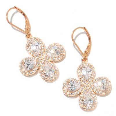 128-510 - Dare to Rare&trade; by Lucy Rose Gold Embraced&trade; 1.5'' 7.04 DEW Simulated Diamond Halo Earrings 