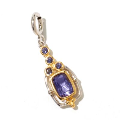 128-518 - NYC II Cushion Cut Blue Amethyst & Iolite Drop Charm 