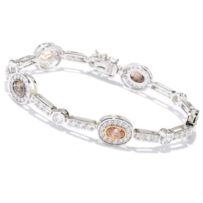 128-520 - Dare to Rare&trade; Platinum Embraced&trade; Oval Halo Station Simulated Diamond Line Bracelet