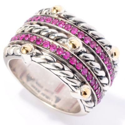 128-523 - Sterling Artistry by EFFY Gemstone Textured Band Ring 