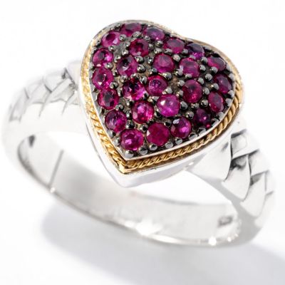 SS/18K RUBY HEART RING