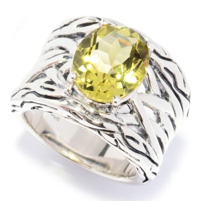 SS TEXTURED LEMON QUARTZ RING