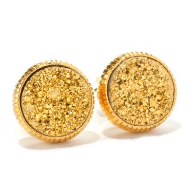 SS/ CHOICE DRUSY STUD EARRING w/ TEXTURED BRUSH FINISH