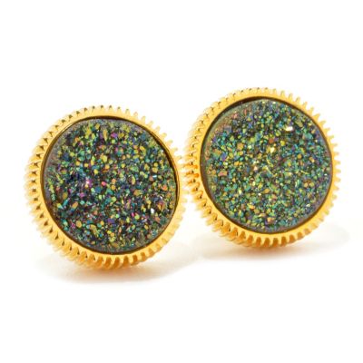 YELLOW VERMEIL/GREEN DRUSY