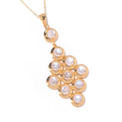 SS/YV MOONSTONE MQ SHAPE DROP PEND WITH CHAIN