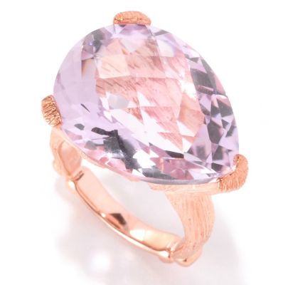 SS/RV PEAR SHAPED PINK AMETHYST RING