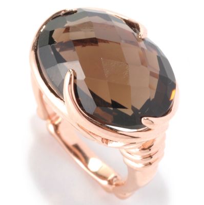 SS/RV SMOKY QUARTZ OVAL RING