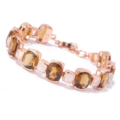 SS/RV COGNAC QUARTZ CUSHION CUT BRACELET W/ BLUE MOONSTONE