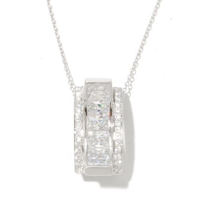 128-588 - Charlie Lapson for Brilliante&reg; 4.17 DEW Emerald Cut Concave Pendant w/ Chain