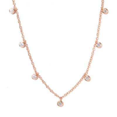 SB SS/CHOICE ROUND CUT BEZEL SET DANGLE DROP 18" NECKLACE