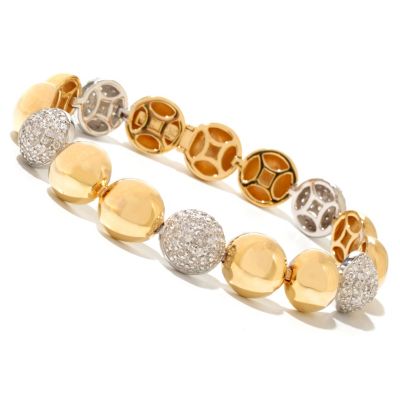 128-596 - Sonia Bitton for Brilliante&reg; Two-tone 2.50 DEW Round Dome Line Bracelet