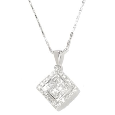 14K WG SQUARE DIAMOND PEND