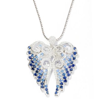 14K WG BLUE & WHITE DIAMOND WING PEND