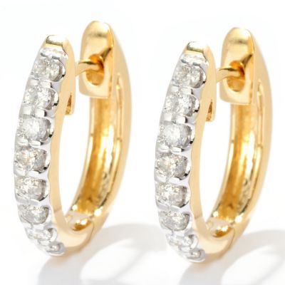 14k CHOICE DIAMOND HUGGIE HOOP EARRINGS