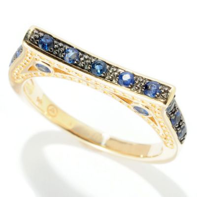 14K YG BLUE SAPPHIRE BAND RING