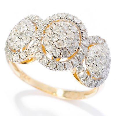 14K YG 3 STATION DIAMOND RING