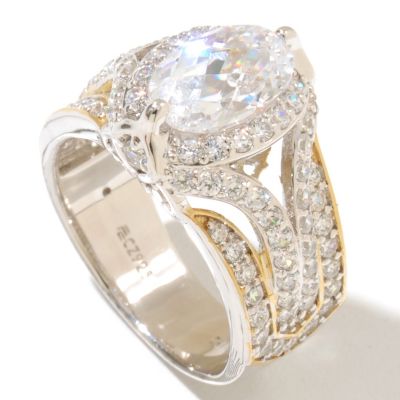 128-618 - RITANI&trade; for Brilliante&reg; Two-tone 3.35 DEW Oval & Round Cut Split Shank Ring