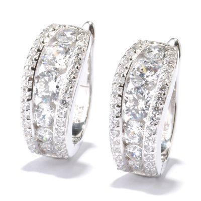 RITANI SS/PLAT ROUND CUT GRADUATED HOOP EARRINGS