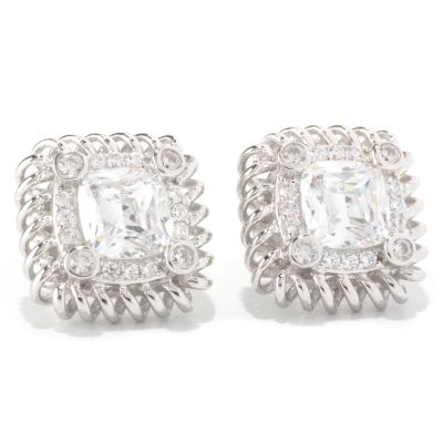RITANI SS/CHOICE CUSHION CUT HALO ANADARE STUD EARRINGS