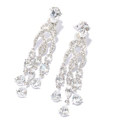 RITANI SS/PLAT TEARDROP & ROUND CHANDELIER DROP EARRINGS