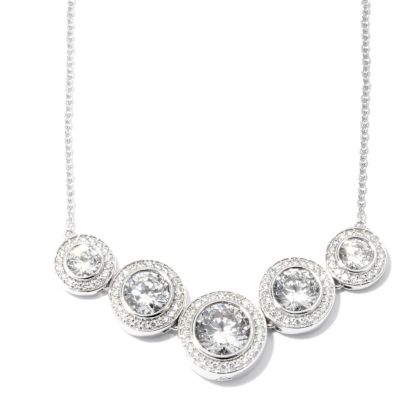 RITANI SS/PLAT 18" ROUND CUT ENDLESS LOVE GRADUATED HALO NECKLACE