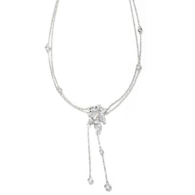 RITANI SS/PLAT MULTI-CUT CLUSTER DROP NECKW/BEZEL STATIONS ON DOUBLE CHAIN
