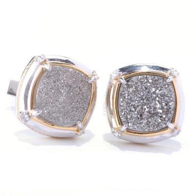 128-648 - Men's en Vogue II 12mm Drusy & White Sapphire Cuff Links