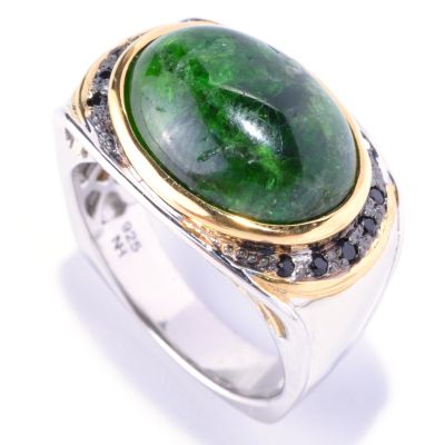 MEN'S - SS/PALL RING OPAQUE CHROME DIOPSIDE & BLACK SPINEL