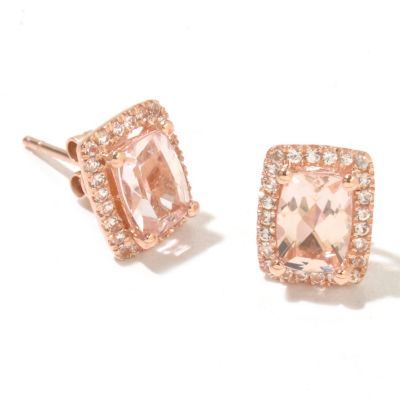 128-660 - Gem Treasures 14K Gold 1.79ctw Morganite & White Topaz Stud Earrings 