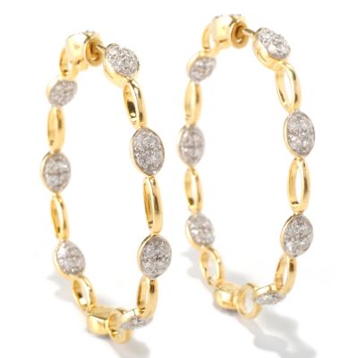 SB SS/CHOICE ROUND CUT OVAL PAVE AND LINK HOOP EARRINGS