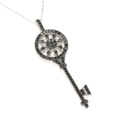 128-666 - NYC II Black Spinel Pave Key Pendant w/ 18" Chain 