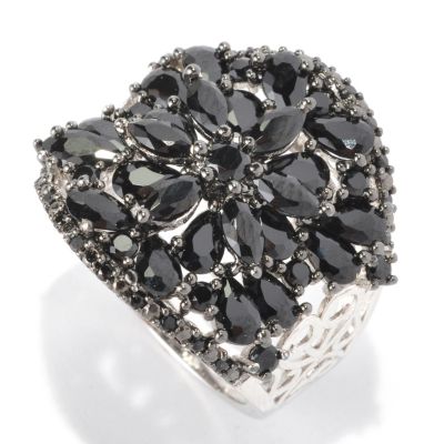 SS/P RING BLACK SPINEL WIDE BAND