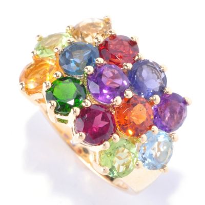 SS/P RING MULTI GEMSTONE