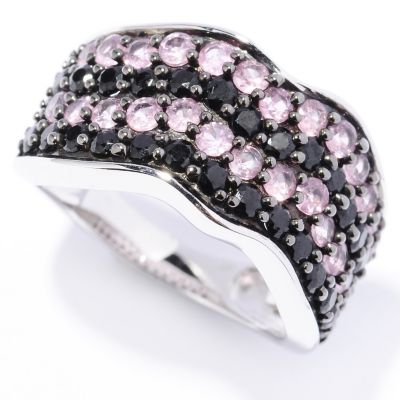 128-675 - NYC II 2.16ctw Black Spinel & Pink Sapphire Wave Ring 