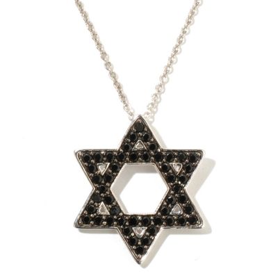 128-681 - Gem Treasures Sterling Silver 1.40ctw Black Spinel Star of David Pendant w/ Chain