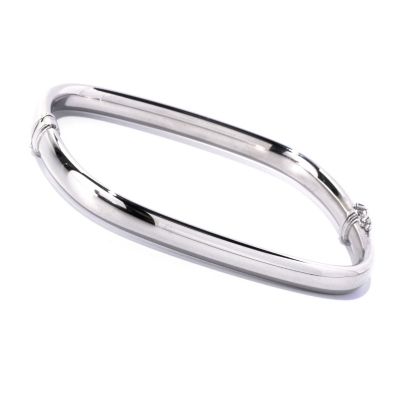 SS/P BRAC HIGH POLISHED GEOMETRIC HINGED BANGLE
