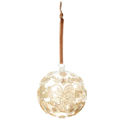 128-690 - 4.25'' Round Cloisonne-Style Enamel Hand Painted Glass Ball Ornament