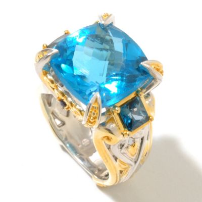 SS/PALL RING PRINCESS-CUT CEYLON BLUE TOPAZ