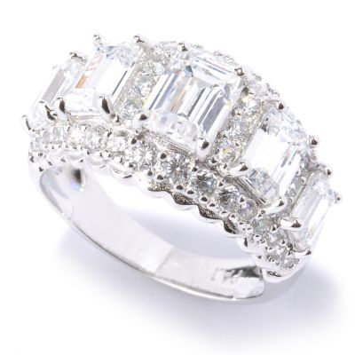 128-736 - Brilliante&reg; Platinum Embraced&trade; 3.67 DEW Graduated Simulated Diamond Five-Stone Ring 