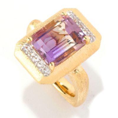 SS/18KV RING AMETRINE & WHT SAPH SQUARE SHANK