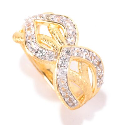 SS/18KV RING INTERLOCKED WHITE SAPPHIRE BAND