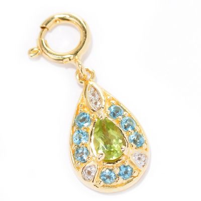 SS/P CHARM PERIDOT & SWISS BT w/ WHT ZIRCON