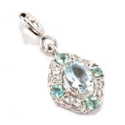 128-771 - NYC II Aquamarine, Apatite & White Zircon Drop Charm 