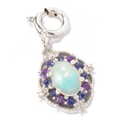 128-772 - NYC II 7 x 5mm Ethiopian Opal & Multi Gemstone Halo Charm 