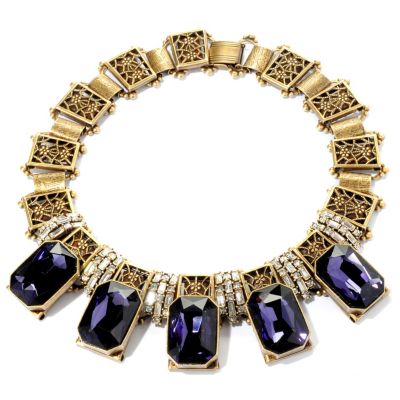 PURPLE OCTAGON CRYSTAL NECKLACE