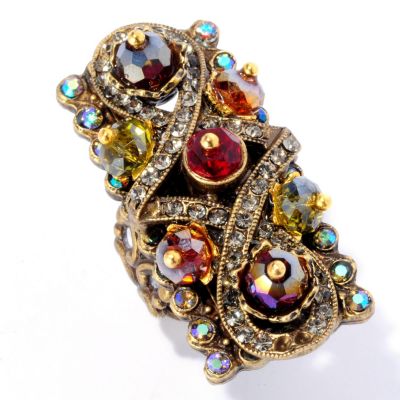 CRYSTAL CENTER LEAF RING