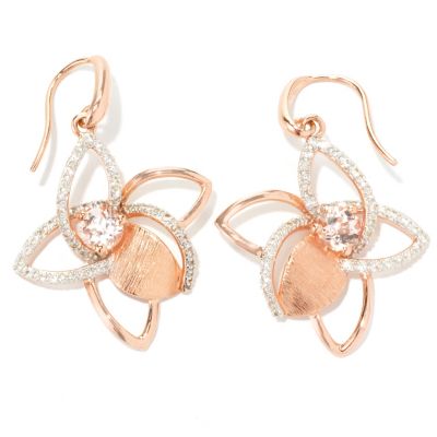 128-783 - Michelle Albala 1.77ctw Morganite & White Sapphire Flower Earrings 