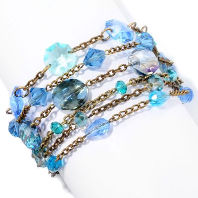 RIPPLE OF CRYSTAL BLUE MULTI ROW BRACELET